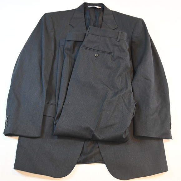 Stafford Executive 40R 33x30 Gray 100% Wool Mens Jacket Pants Suit